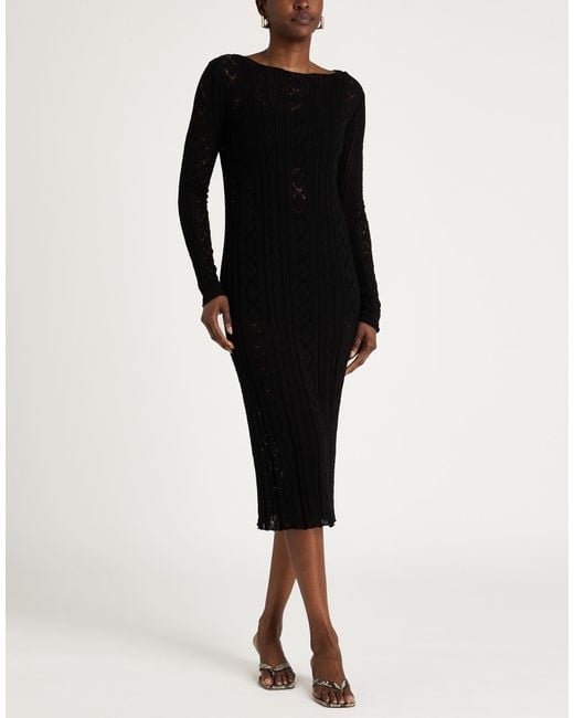Roberto Collina Black Midi Dress Cotton