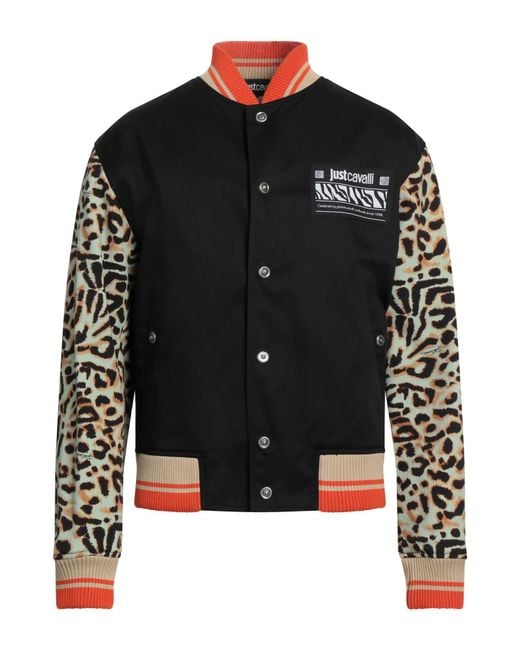 Just Cavalli Black Jacket Polyester, Cotton, Elastane, Polyamide for men