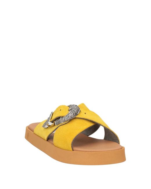 KIANID Yellow Ocher Sandals Leather, Textile Fibers
