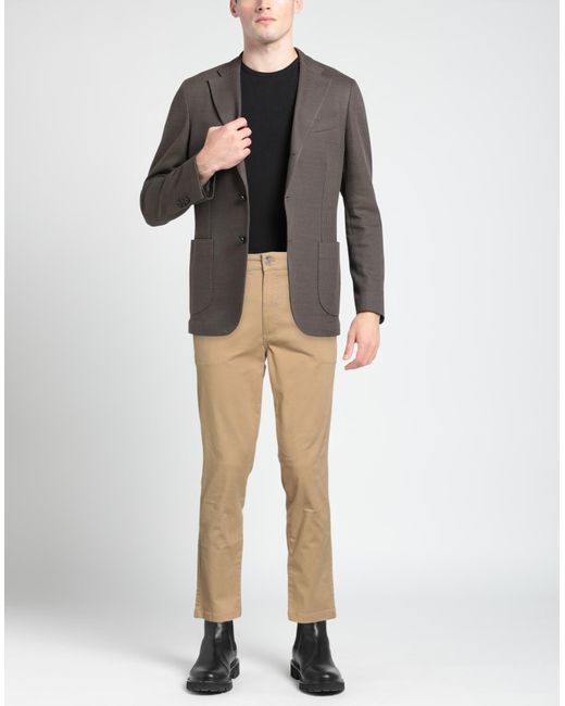 Solid Natural Pants Cotton, Polyester, Elastane for men