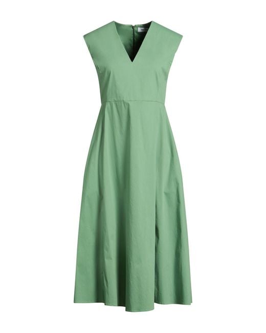 Gran Sasso Green Midi Dress Cotton, Polyamide, Elastane