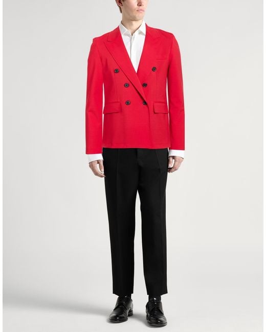 Department 5 Red Blazer Polyester, Virgin Wool, Elastane for men