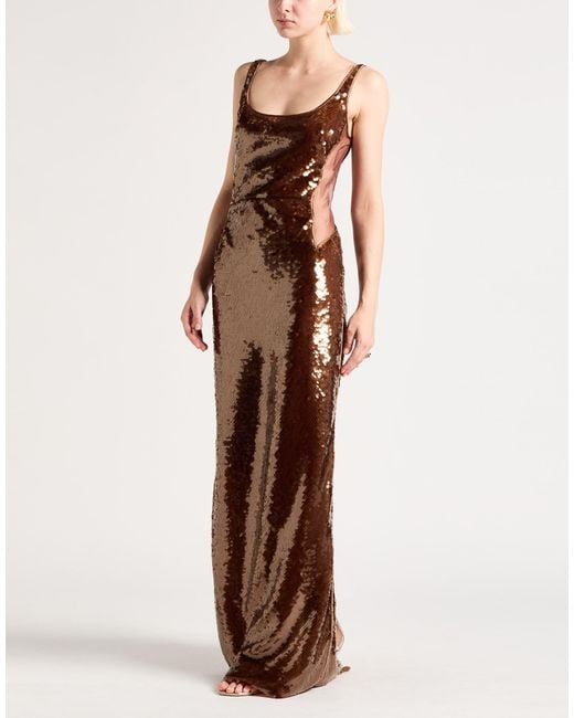 Alberta Ferretti Brown Maxi Dress Polyester