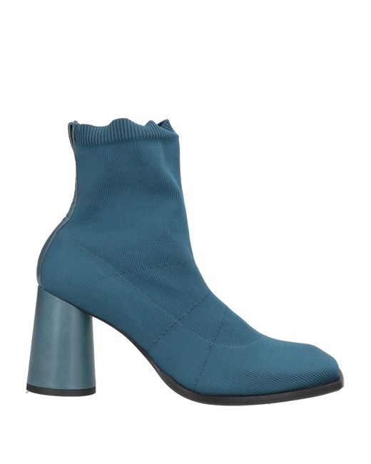 Malloni Blue Ankle Boots Leather, Textile Fibers