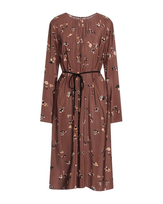 Alysi Brown Midi Dress Silk