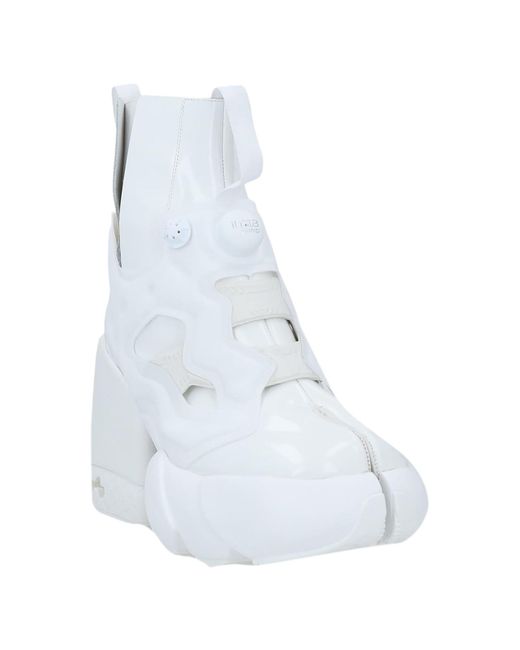 MAISON MARGIELA x REEBOK White Ankle Boots Soft Leather, Textile Fibers