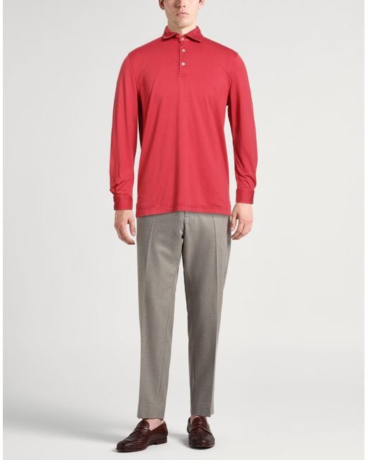 Fedeli Red Polo Shirts for men