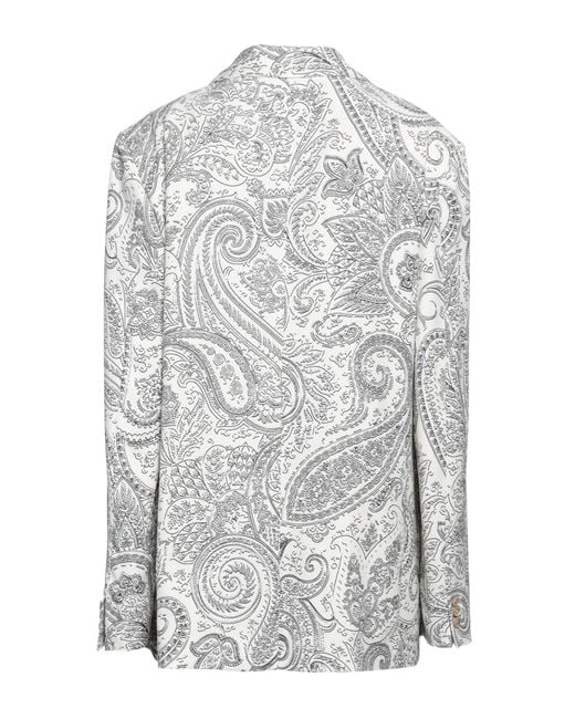 Etro Gray Paisley-print Single-breasted Blazer