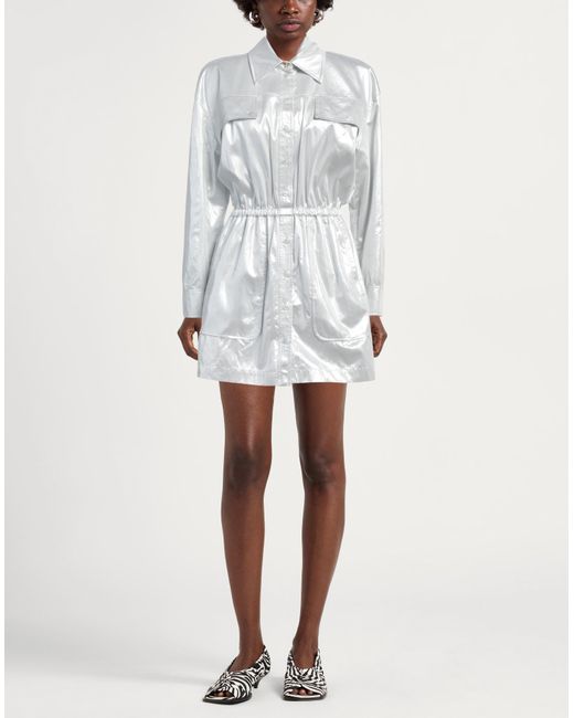 Pinko White Mini Dress Viscose, Metallic Fiber