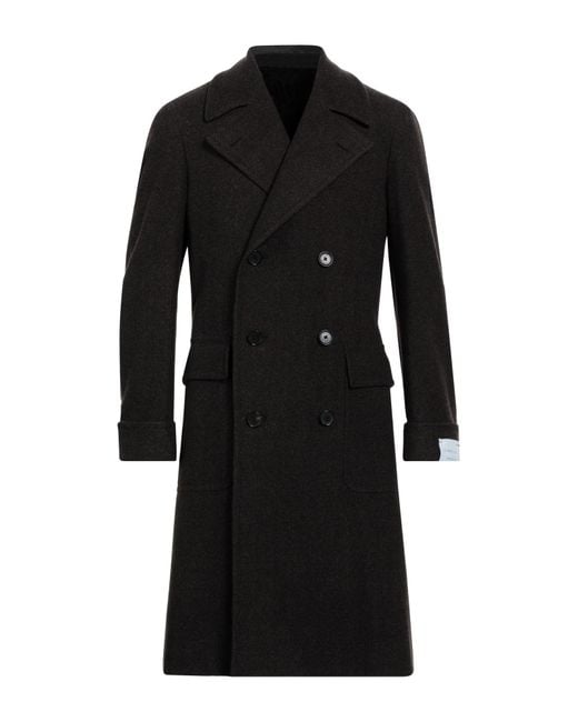 Caruso Black Dark Coat Wool for men