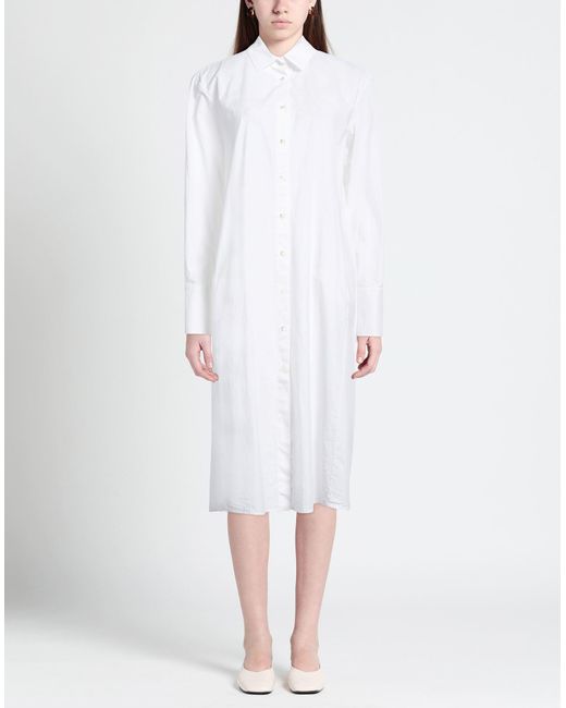 HER SHIRT HER DRESS White Midi Dress
