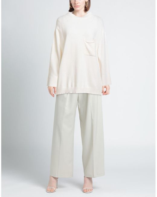 B.yu White Turtleneck Merino Wool, Viscose, Cashmere, Polyamide