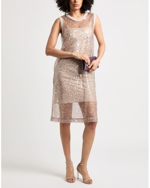 Jucca Gray Taupe Midi Dress Polyester, Cotton