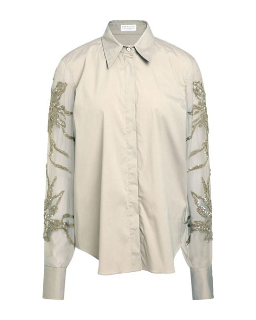 Brunello Cucinelli White Shirt Cotton, Polyamide, Elastane, Polyester, Silk