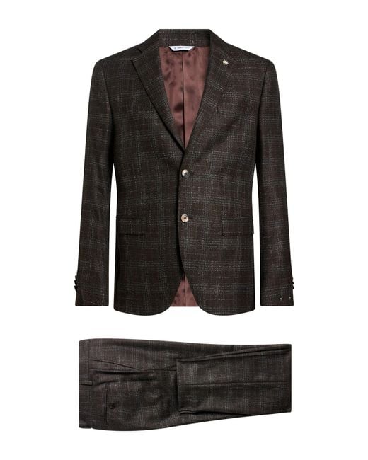 Manuel Ritz Black Dark Suit Polyester, Viscose, Elastane for men