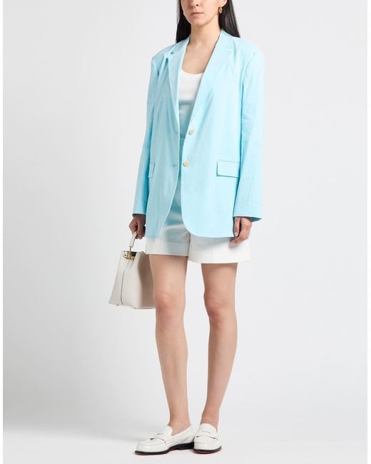 Theory Blue Light Blazer Linen, Viscose, Elastane