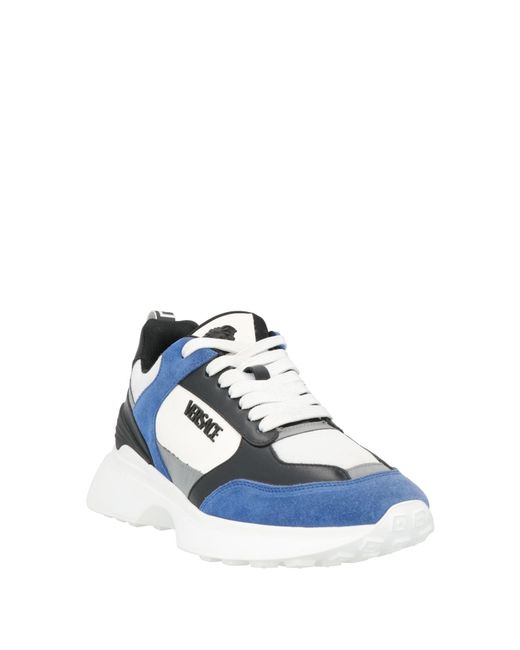 Versace Blue Sneakers Calfskin, Textile Fibers for men