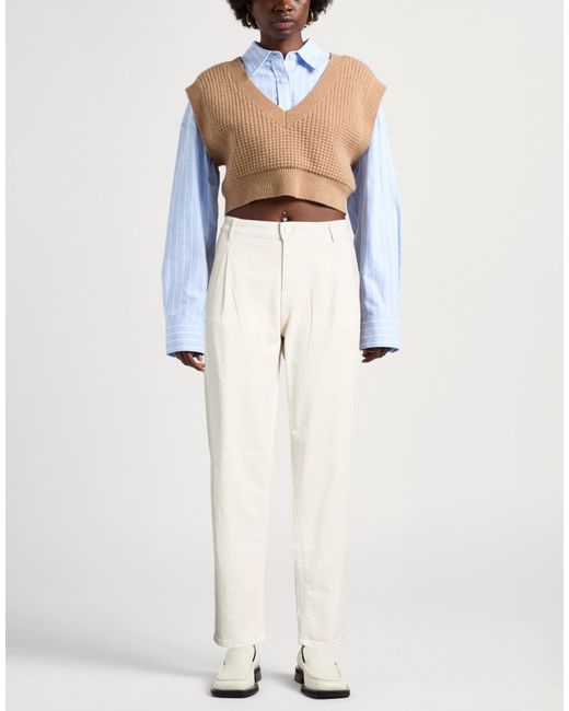 Replay White Light Pants Cotton, Elastane