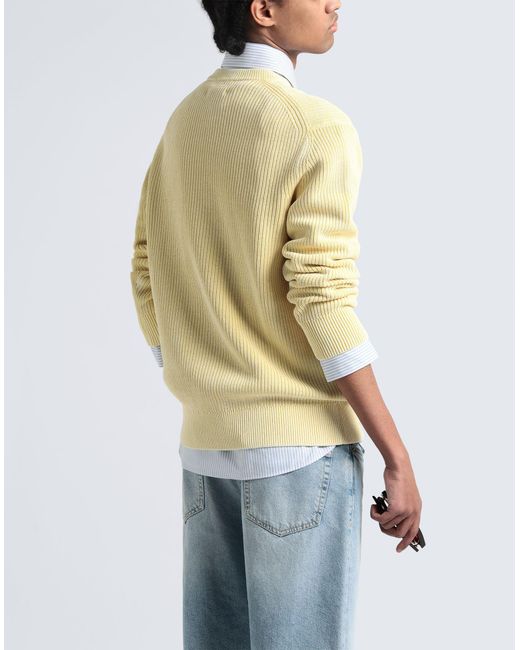 COS Yellow Stone-washed Knitted Sweater for men