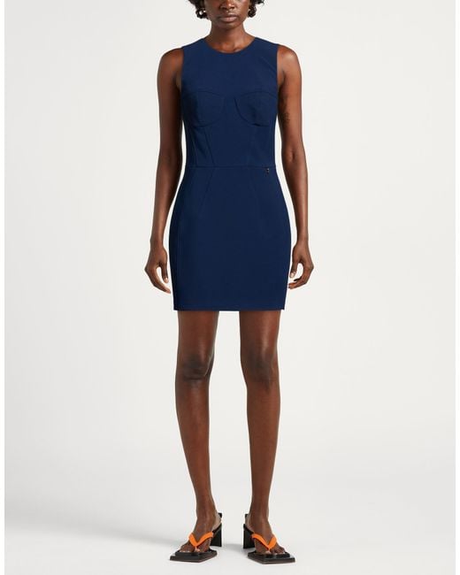 Elisabetta Franchi Blue Mini Dress Polyester, Elastane