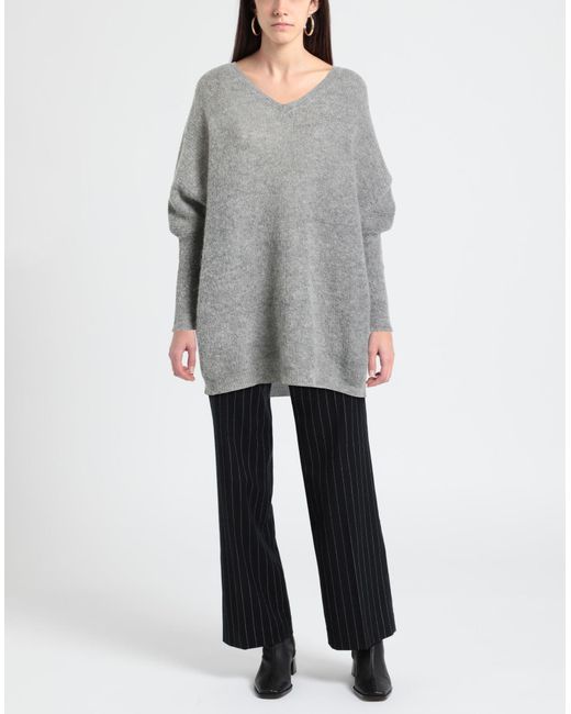 Pink Memories Gray Sweater Polyamide, Mohair Wool, Wool
