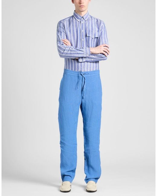 120% Lino Blue Pants Linen for men