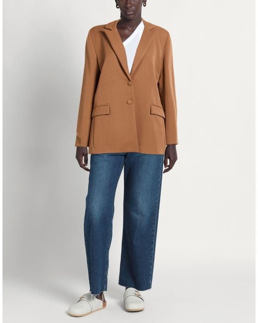 Exte Brown Blazer Viscose, Nylon, Elastic Fibres