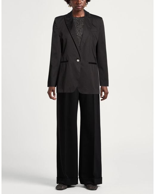 Dondup Black Blazer Cotton, Silk, Elastane