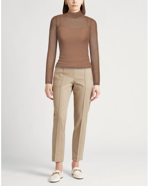 Max Mara Brown Camel Turtleneck Virgin Wool