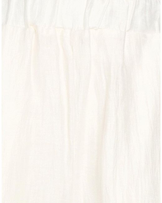 Alpha Studio White Pants Linen, Nylon