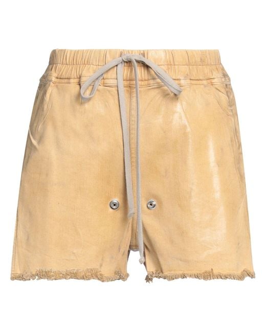 Rick Owens Natural Sand Denim Shorts Cotton