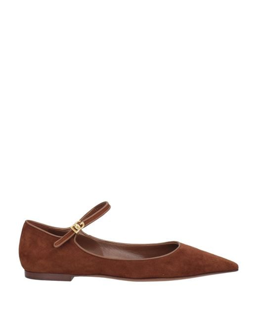 Dolce & Gabbana Brown Light Ballet Flats Leather