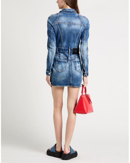 DSquared² Blue Mini Dress Cotton, Elastane