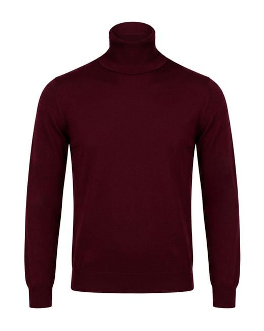 Alpha Studio Red Burgundy Turtleneck Merino Wool for men