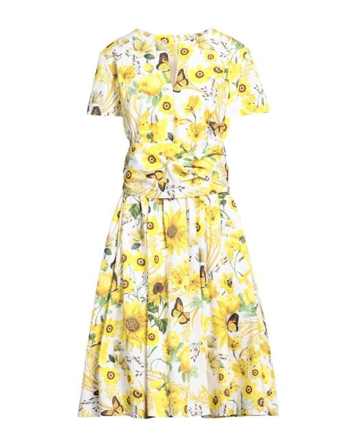 Mary Katrantzou Yellow Midi Dress Cotton