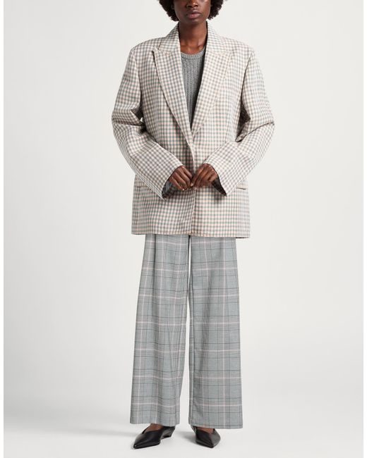 Semicouture Gray Pants Polyester, Virgin Wool, Elastane