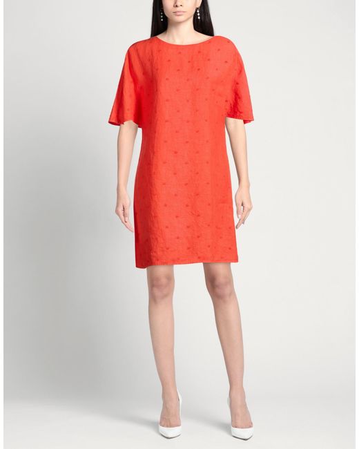 120% Lino Red Mini Dress Linen