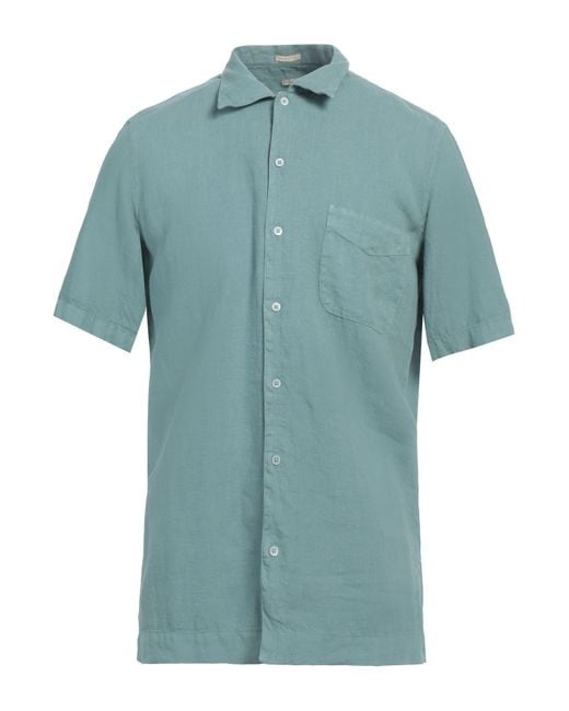 Massimo Alba Blue Shirt Linen for men