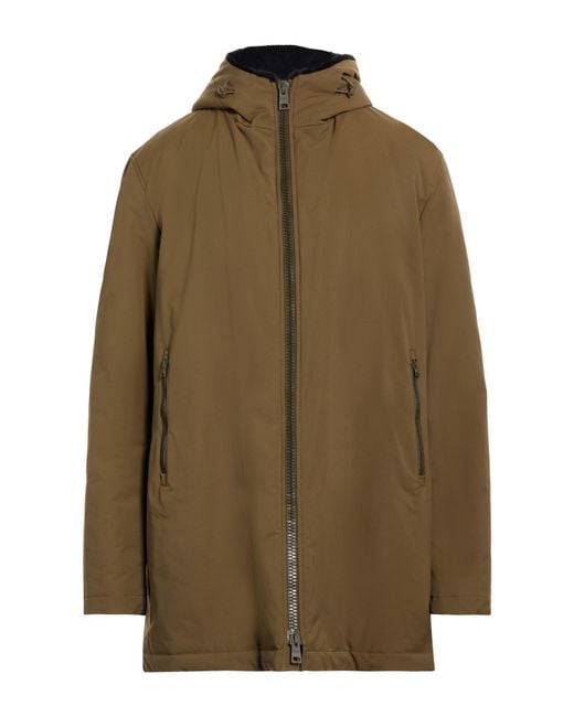 Herno Green Military Coat Polyester for men