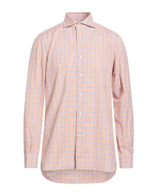 Isaia Pink Tan Shirt Cotton for men