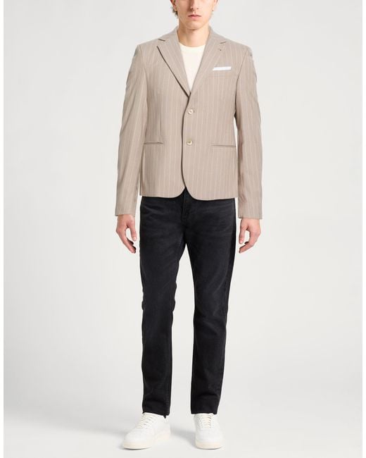 Daniele Alessandrini Natural Sand Blazer Polyester, Viscose, Elastane for men