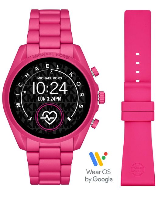 Michael Kors Touchscreen Smartwatch Gen 5 Bradshaw 2 With Aluminum Case And Strap In Hot Pink Tone Mkt5099
