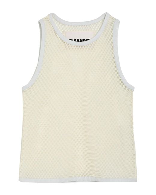Jil Sander Natural Cream Tank Top Polyester, Leather for men