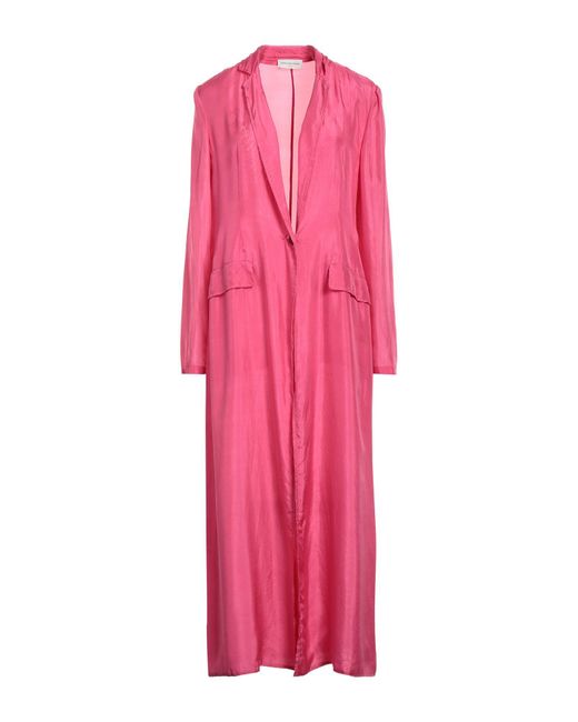 Dries Van Noten Pink Fuchsia Overcoat & Trench Coat Silk