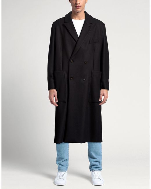 Paltò Black Guardaroba Coat Virgin Wool, Polyamide, Cashmere for men