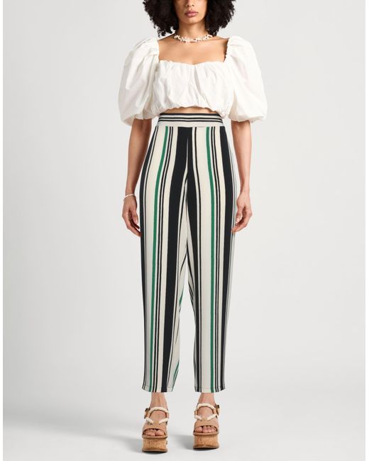 Caractere Blue Ivory Pants Polyester, Elastane