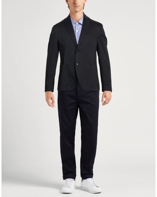 Paoloni Black Midnight Blazer Cotton, Elastane for men