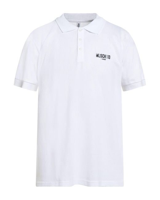 Moschino White Swim Polo Shirt Cotton for men