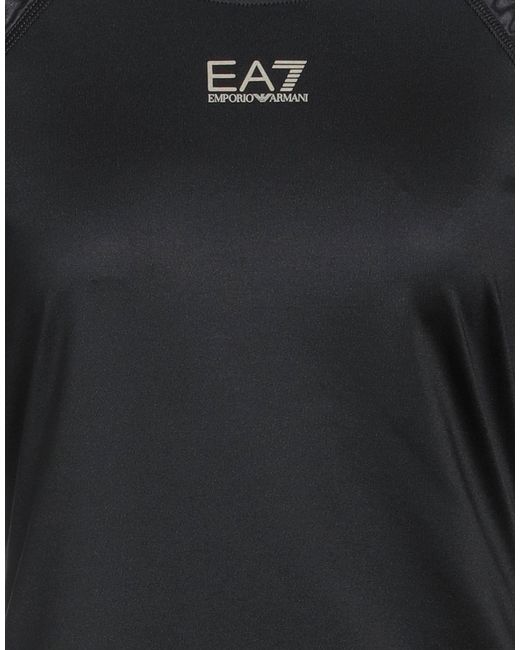 EA7 Black T-Shirt Recycled Polyester, Elastane, Polyamide
