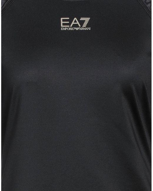 EA7 Black T-Shirt Recycled Polyester, Elastane, Polyamide